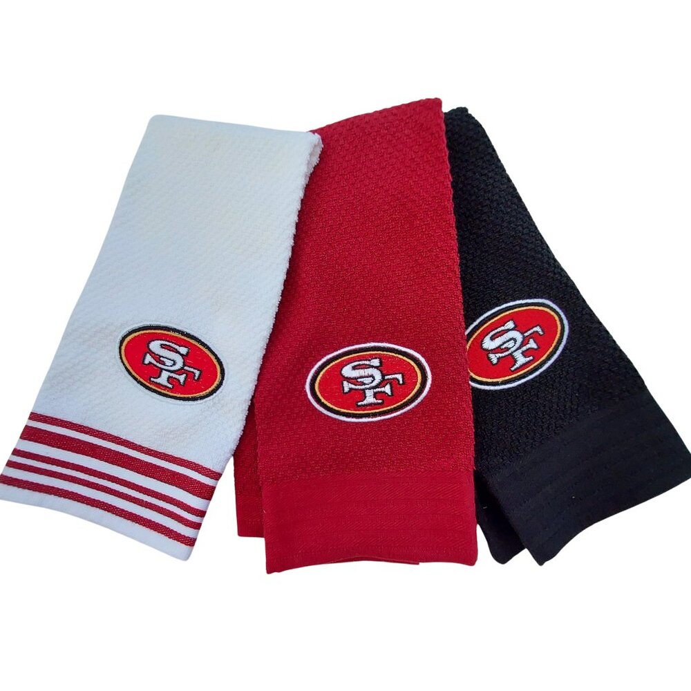 San Francisco 49ERS set of 2 Embroidered Tea towels ,kitchen hands towels Cotton